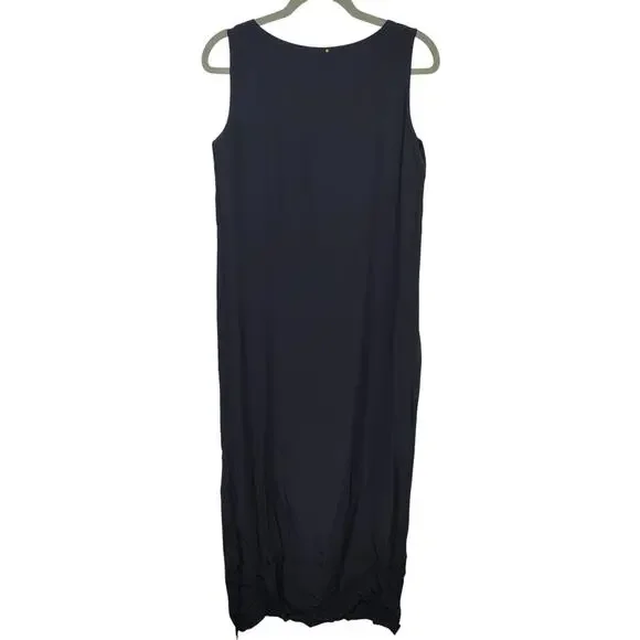 Peter Cohen Midi Slip Dress Women Small Black Silky Jersey Side Slits Minimalist